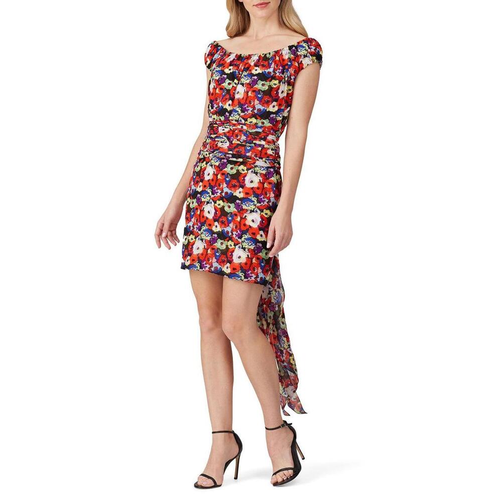 Patou Multi Floral Off Shoulder Dress Size 42 with Minor Fabric Pull